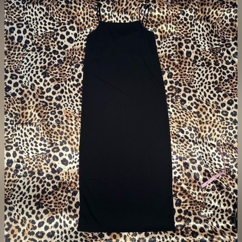 H&M Black Midi Dress with Side Slit